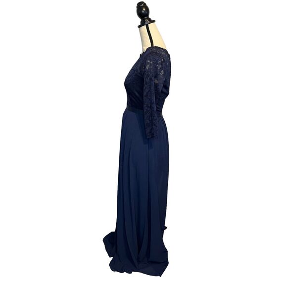 NWT Miusol Dark Navy Blue Lace Bodice Long Maxi Evening Formal Dress Size Small - Picture 7 of 9